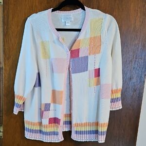 Colorful Women's Sweater, CJ Banks, 3/4 Sleeve, Sz 1X
